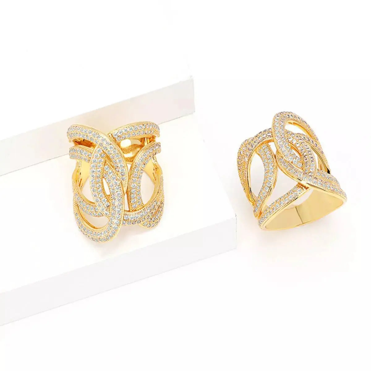 18K Gold-Plated Zircon Interwoven Ring Simply Love