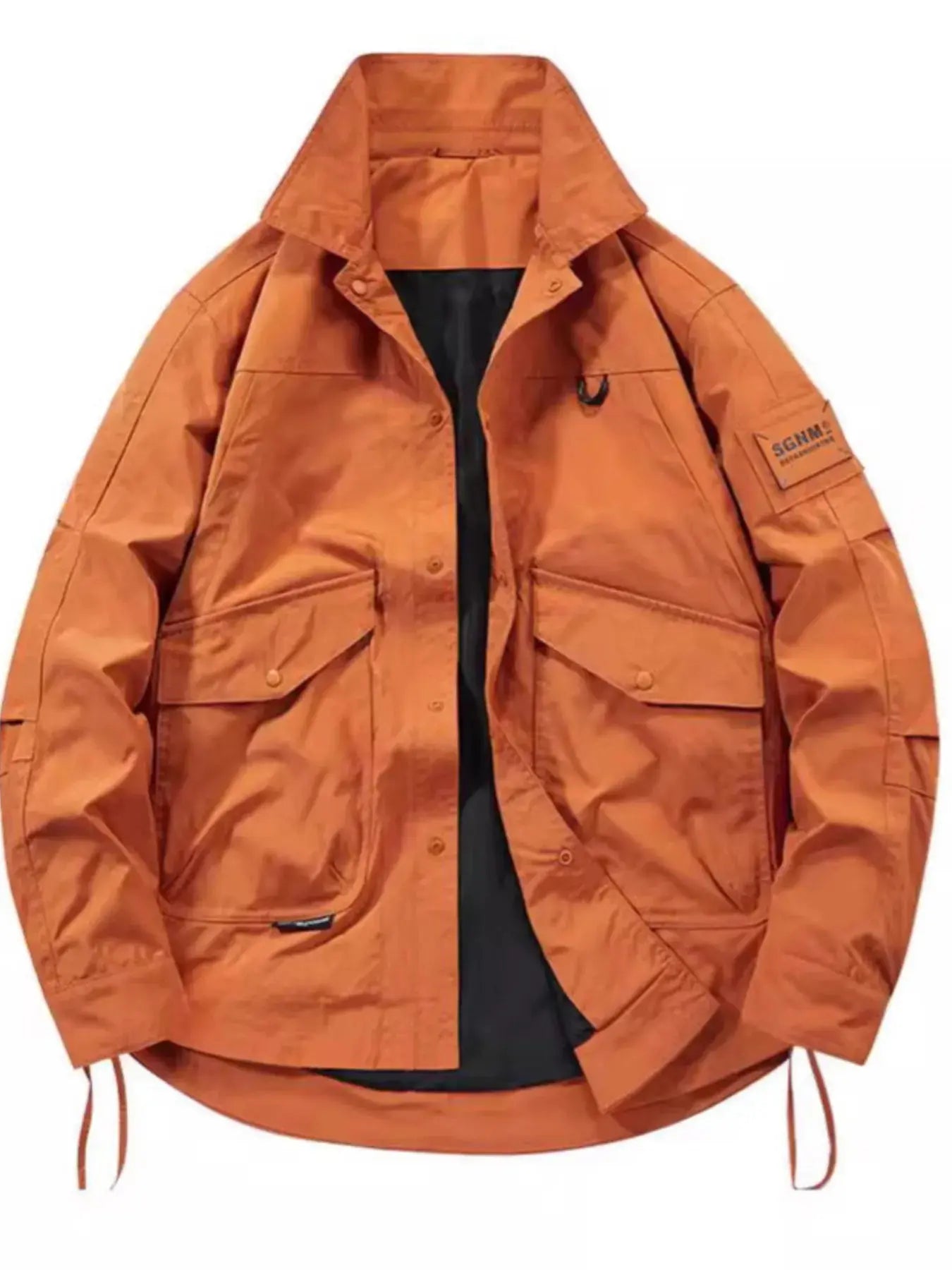 Plus Size Men's Urban Style Cargo Jacket With Oversized Fit In Orange Simply Love