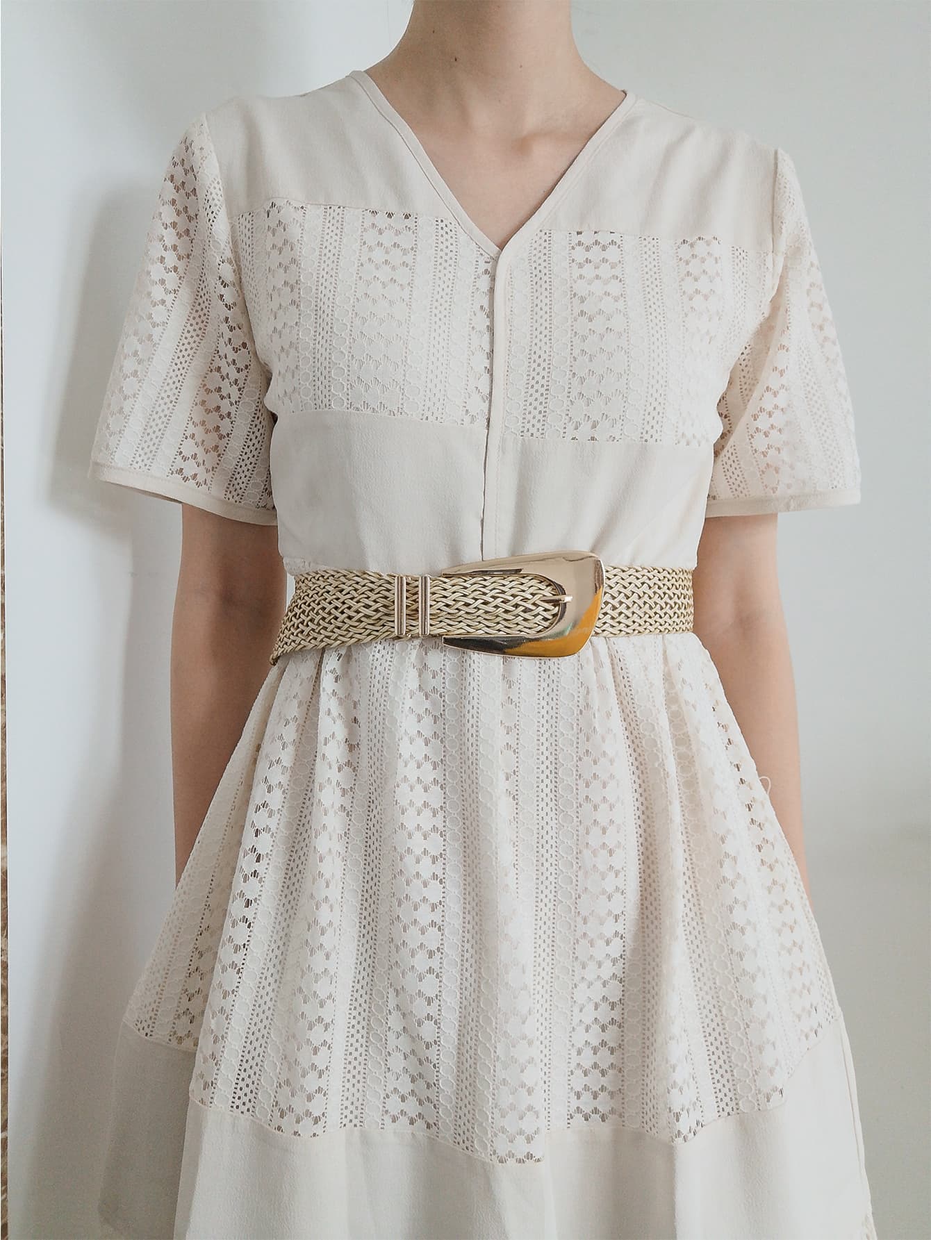 Irregular Buckle Braid Belt.