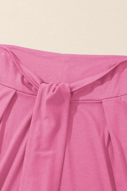 Knotted Waist Split Leg Relaxed Pants