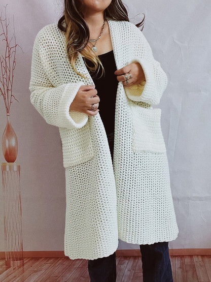 Open Front Long Sleeve Cardigan with Pockets.