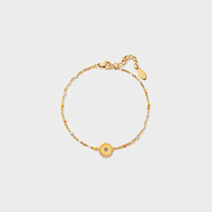 Sunflower Shape 18K Gold-Plated Bead Bracelet.