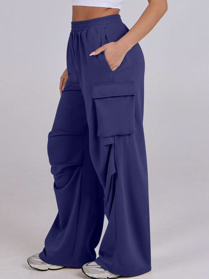 Wide-Leg Comfort Pants with Elastic Waist and Pockets