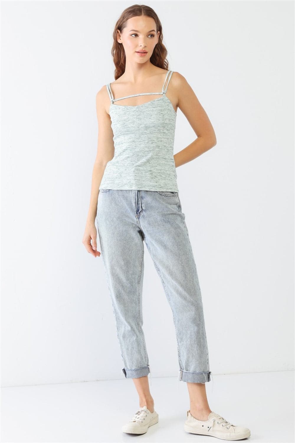 Le Lis Heathered Ribbed Adjustable Strap Cami.