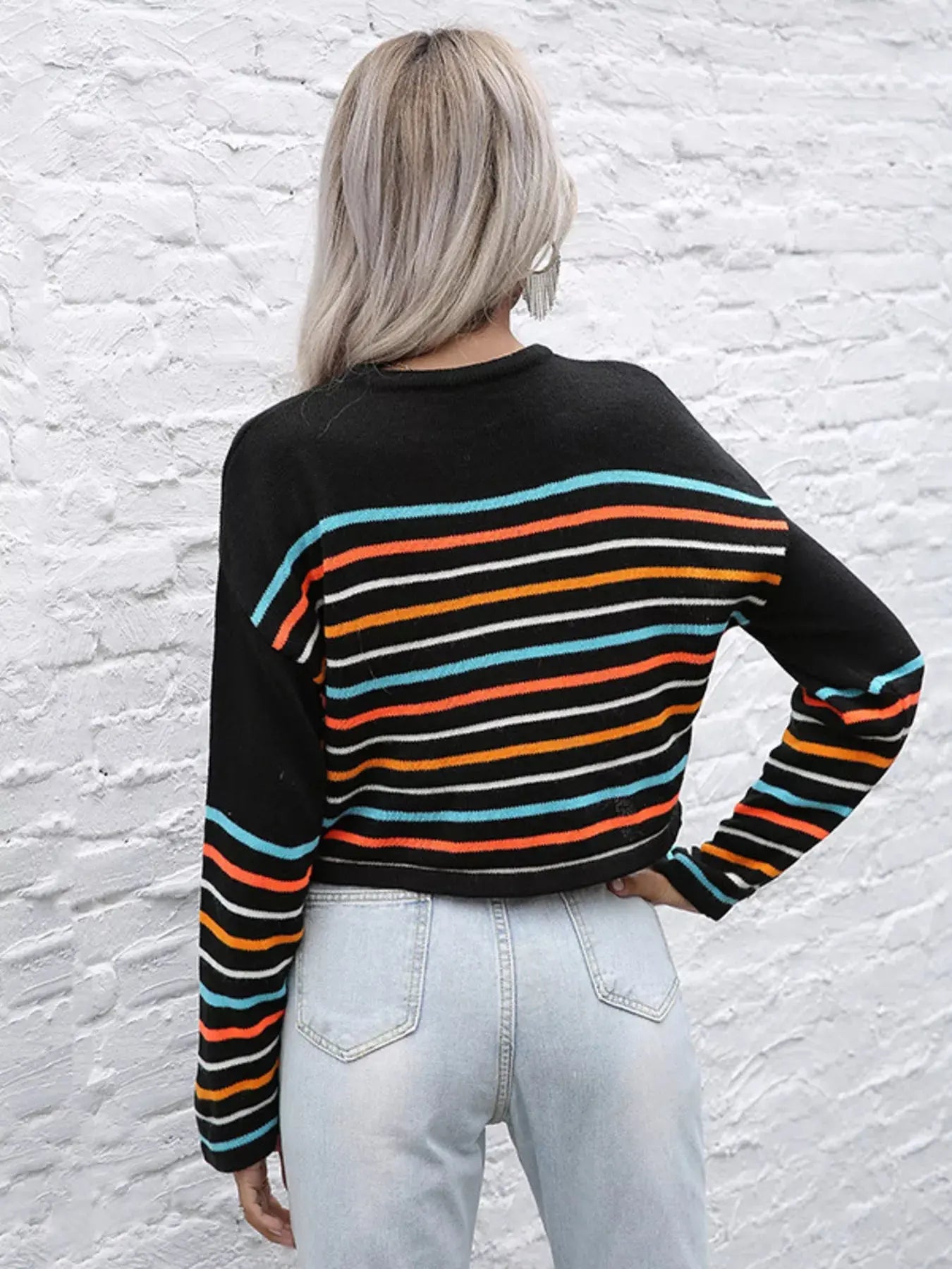 Striped Long Sleeve Knit Top Simply Love