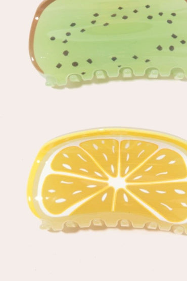 Chic fruity hair clip trio: kiwi, lemon, and watermelon set