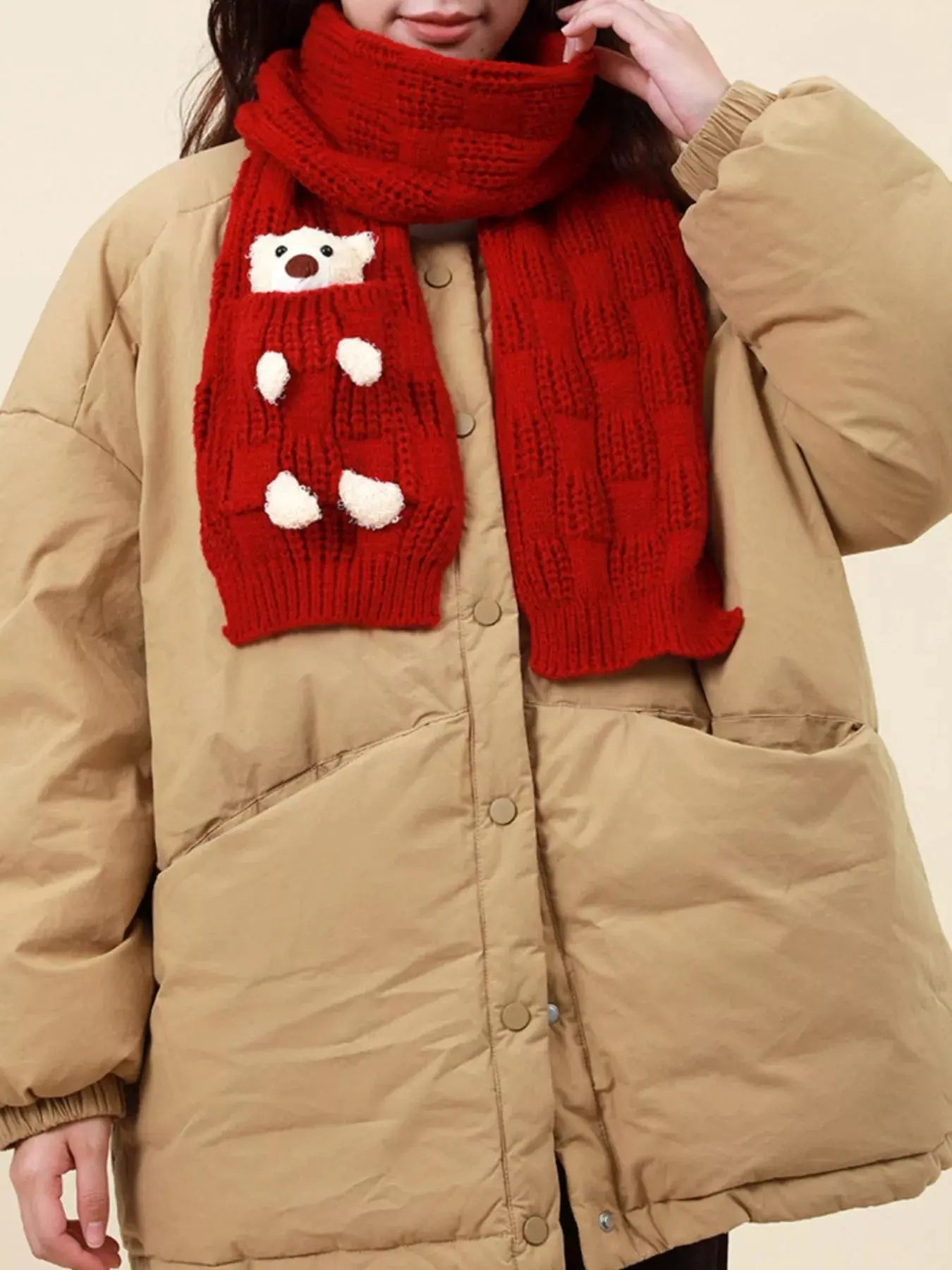 Christmas Cute Bear Pocket Knitted Scarf Simply Love