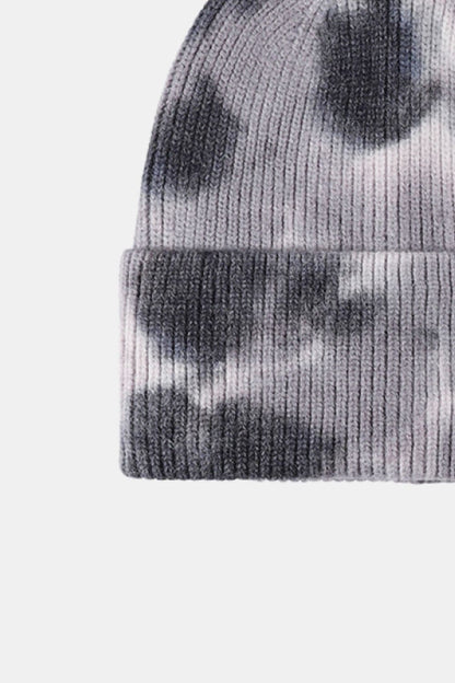 Tie-Dye Cuffed Rib-Knit Beanie Hat.