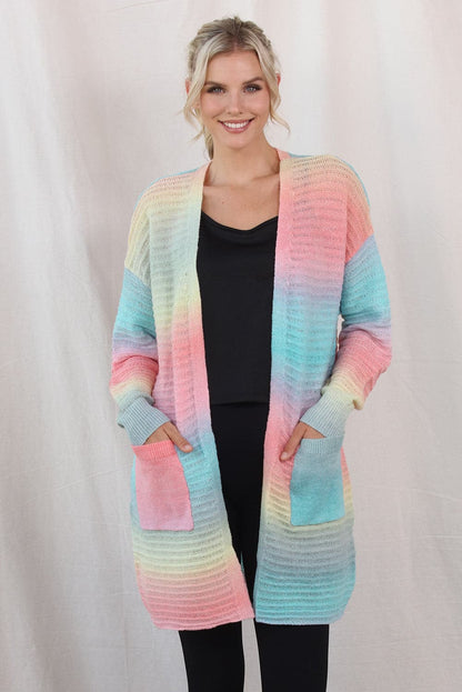 Gradient Dropped Shoulder Longline Cardigan.