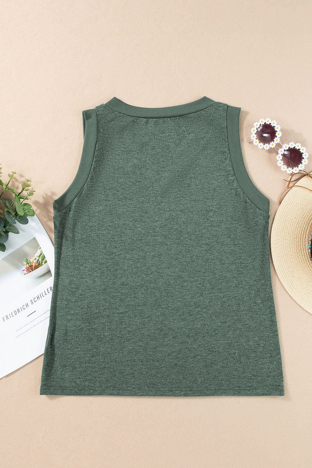 Chic mist green ribbed tank top