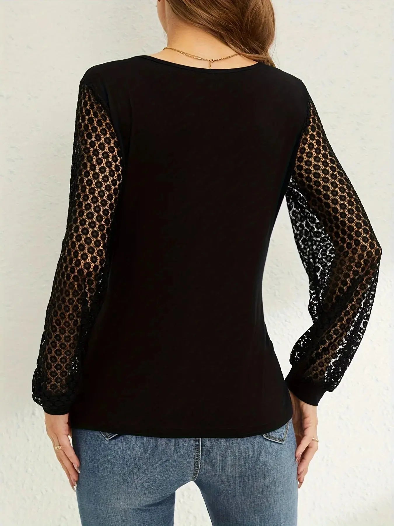 Surplice Lace Long Sleeve Top Simply Love