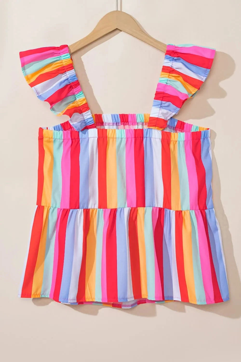 Stripe Ruffled Straps Babydoll Cami Simply Love