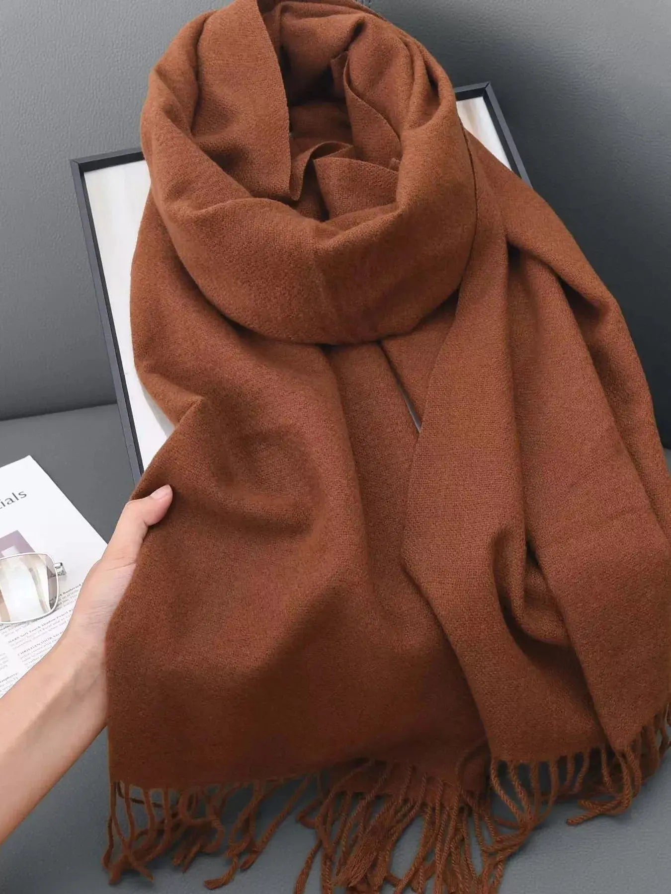 Solid Color Fringe Scarf Simply Love