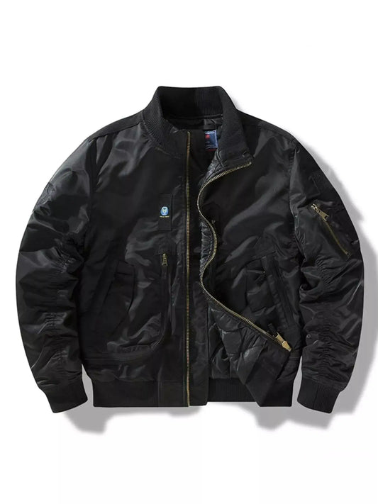 Plus Size Men's Zipper Bomber Jacket With Pockets Simply Love