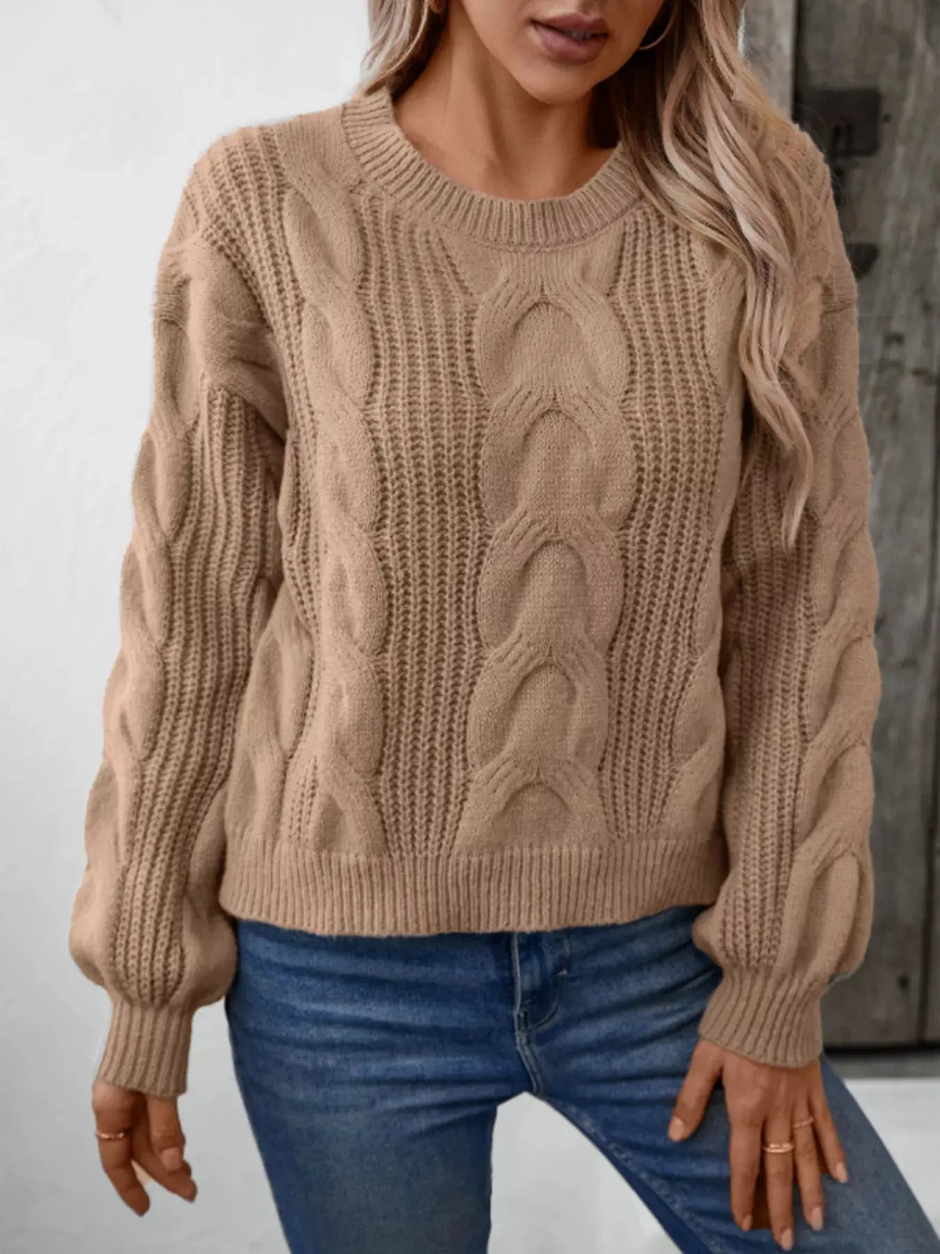 Cable Knit Long Sleeve Sweater Simply Love