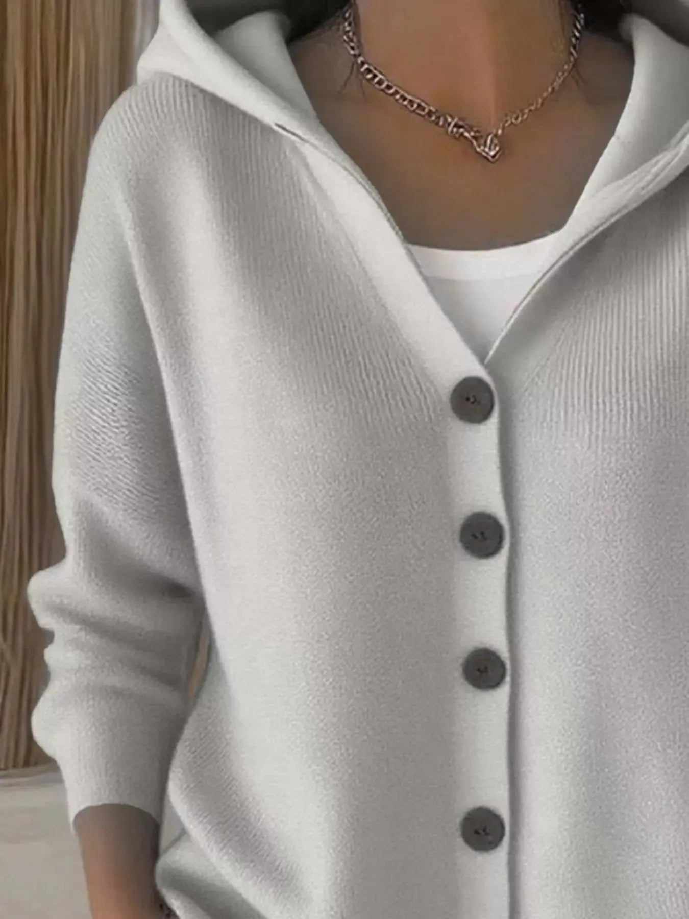 Full Size Hooded Button-Down Knit Cardigan Plus Size Simply Love
