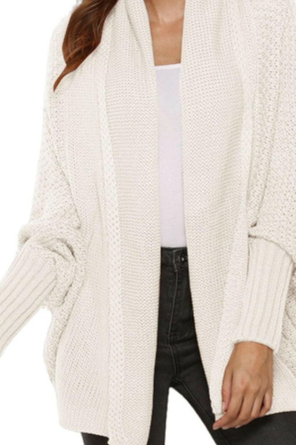 Open Front Batwing Sleeve Cardigan.