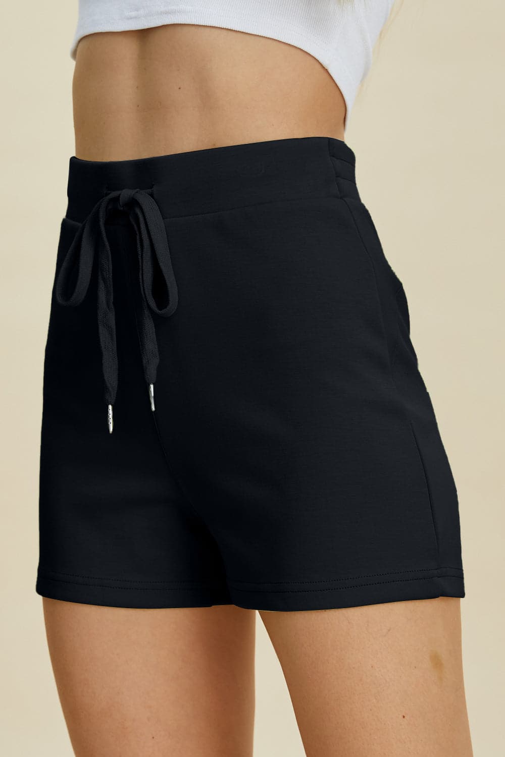 Basic Bae Full Size Air Scuba Drawstring High Waist Shorts.