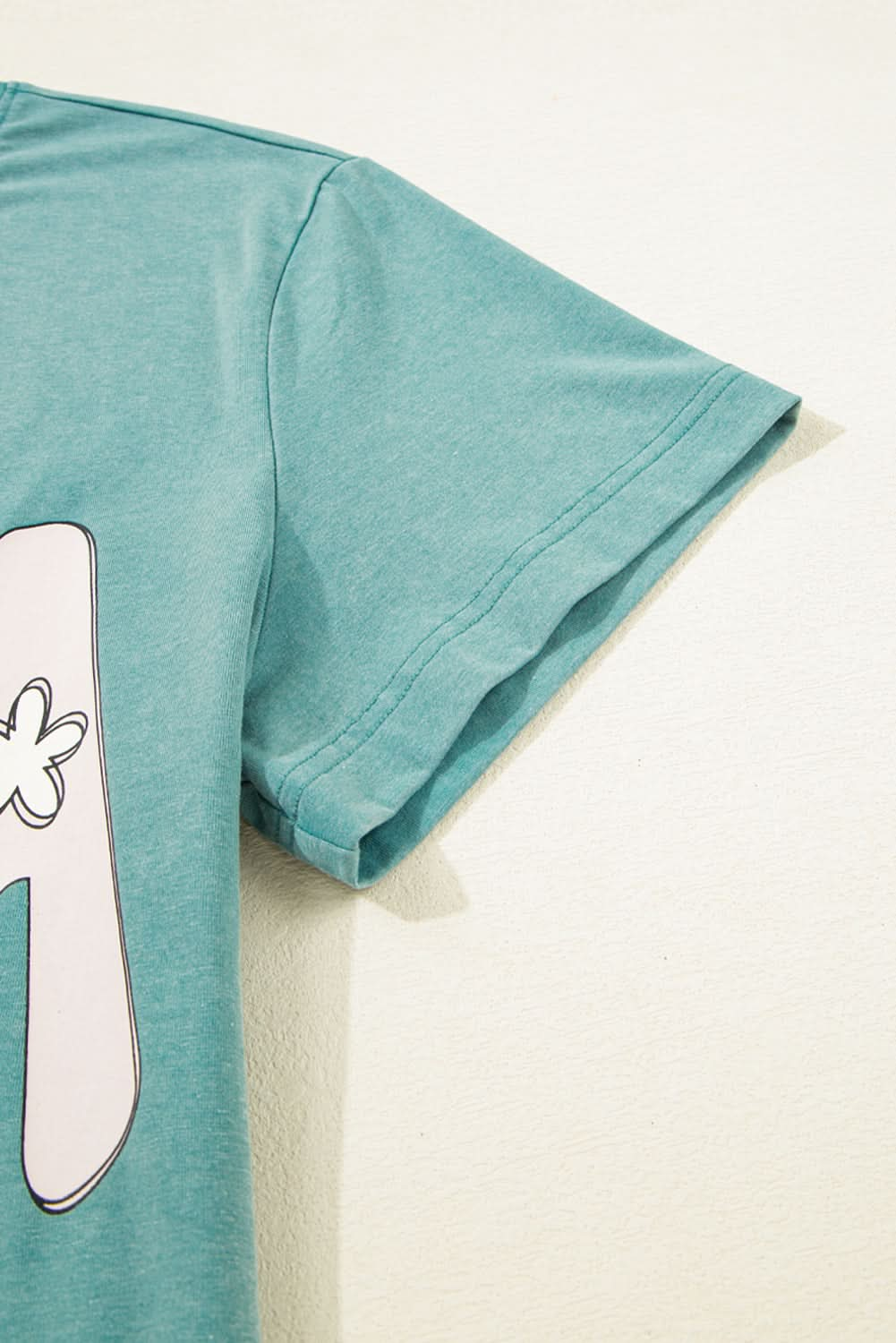 Sea Green Mineral Wash Crewneck T-Shirt with MAMA Graphic