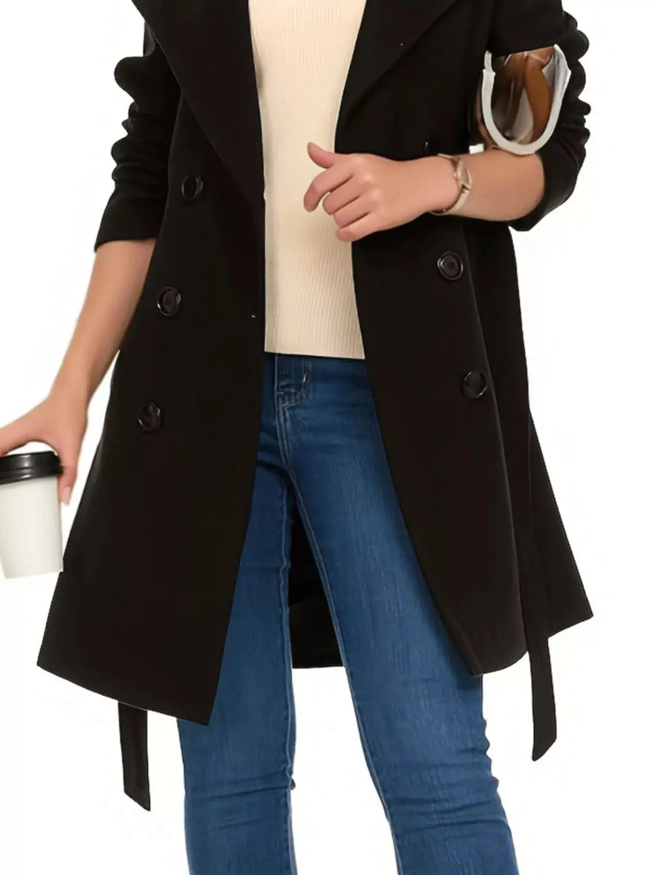 Double Breasted Long Sleeve Coat Simply Love