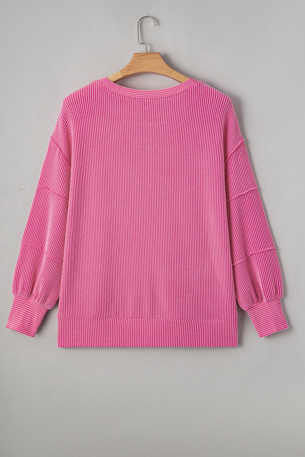 Bonbon Spiral Ribbed Exposed Seam Top Plus Size Long Sleeve