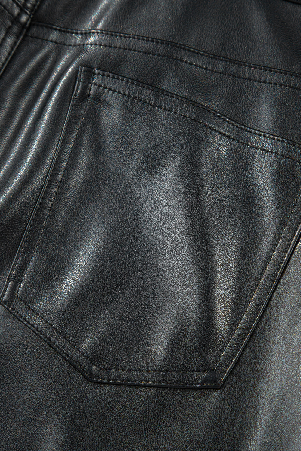 Black Faux Leather Side Slit Maxi Skirt For Evening Wear