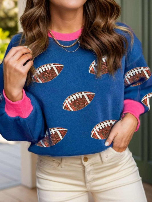 Sequin football long sleeve top - Love Salve 