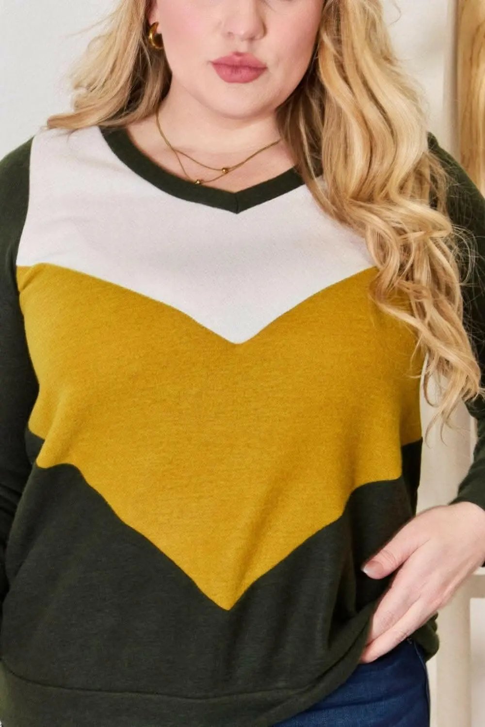 Hailey & Co Plus Size Colorblock Blouse - Love Salve 