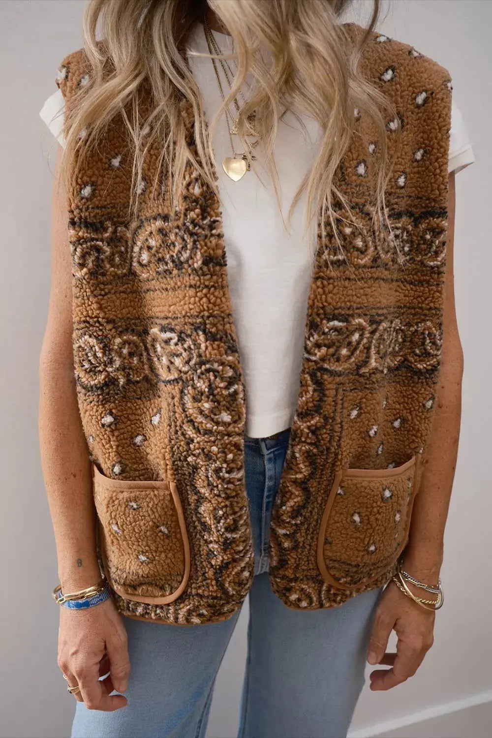 Fleece Open Front Vest Coat Simply Love