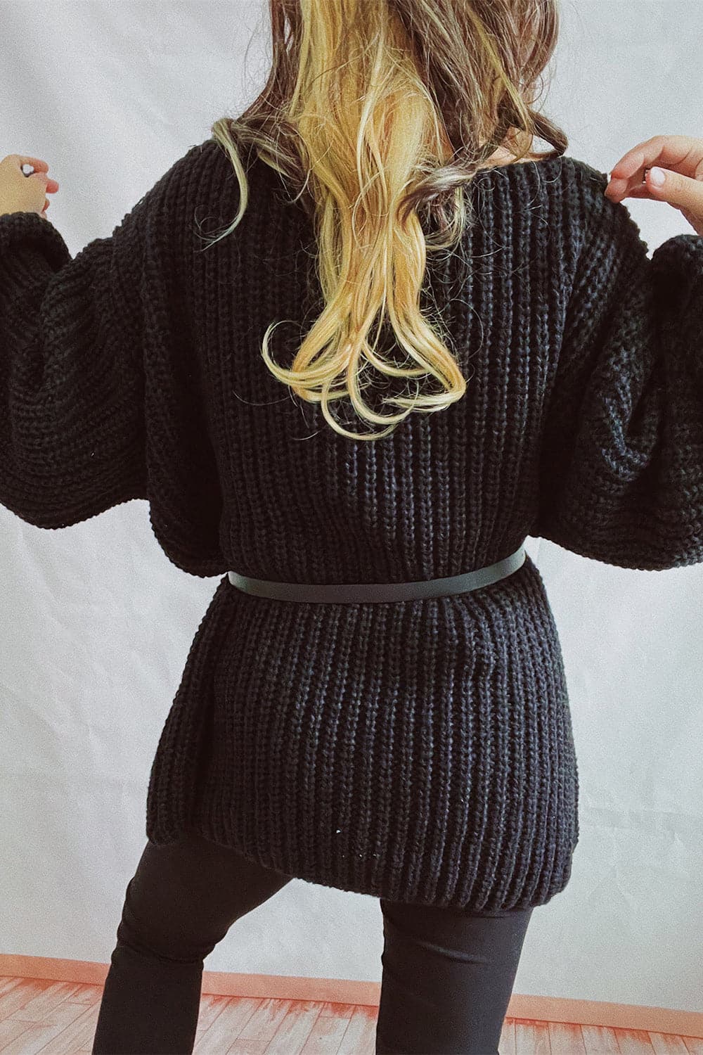 Boat Neck Dropped Shoulder Mini Sweater Dress.