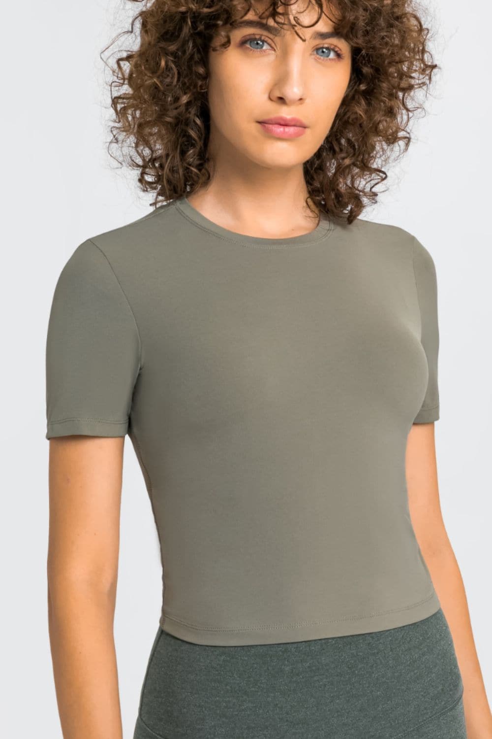 Round Neck Short Sleeve Yoga Tee.