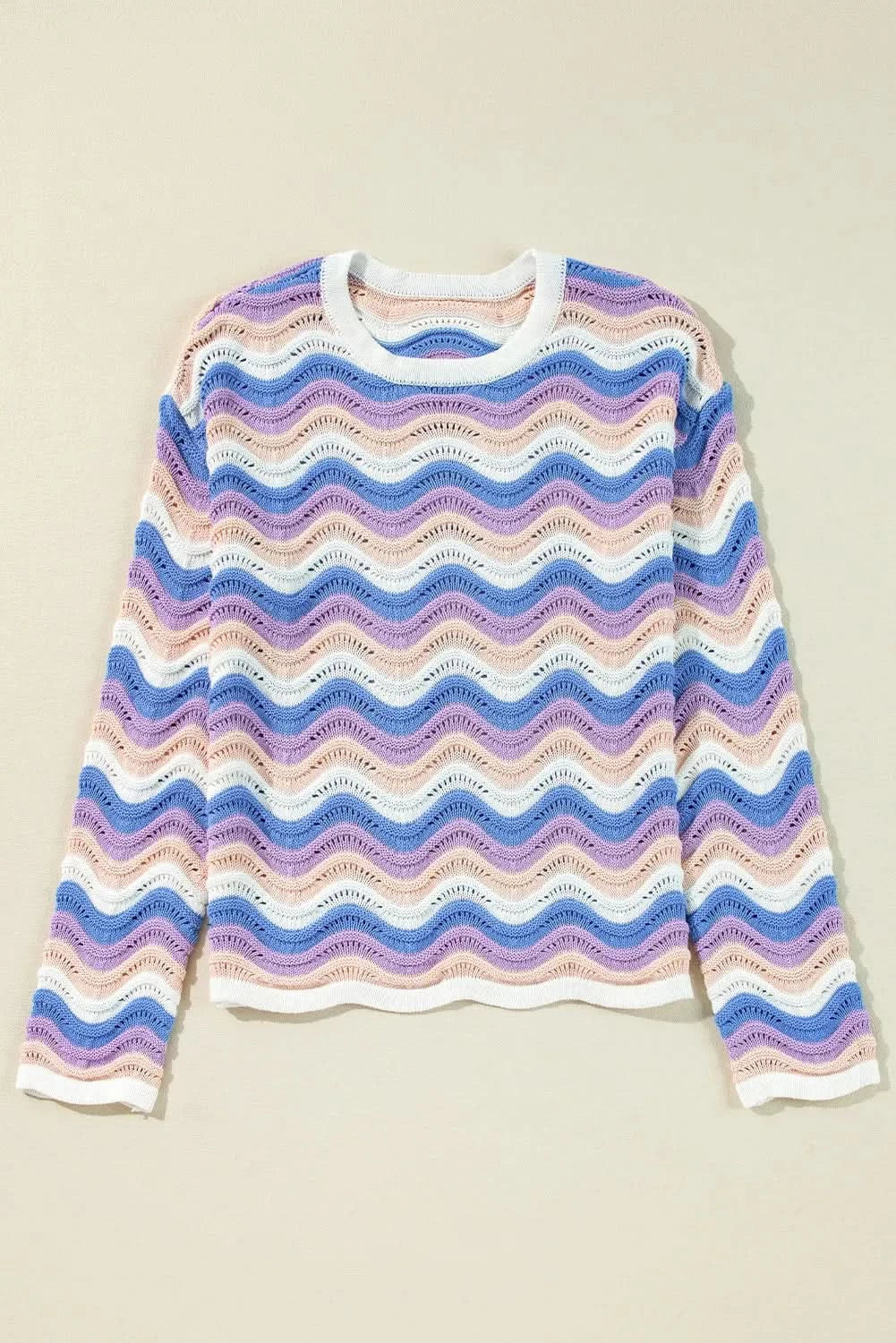 Sleek striped long sleeve sweater with cotton comfort