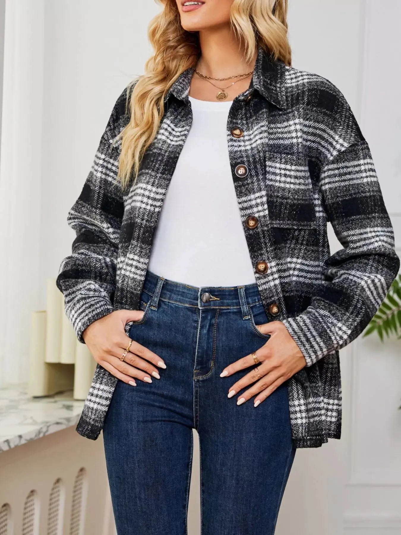 Plaid Button-Up Shirt Simply Love
