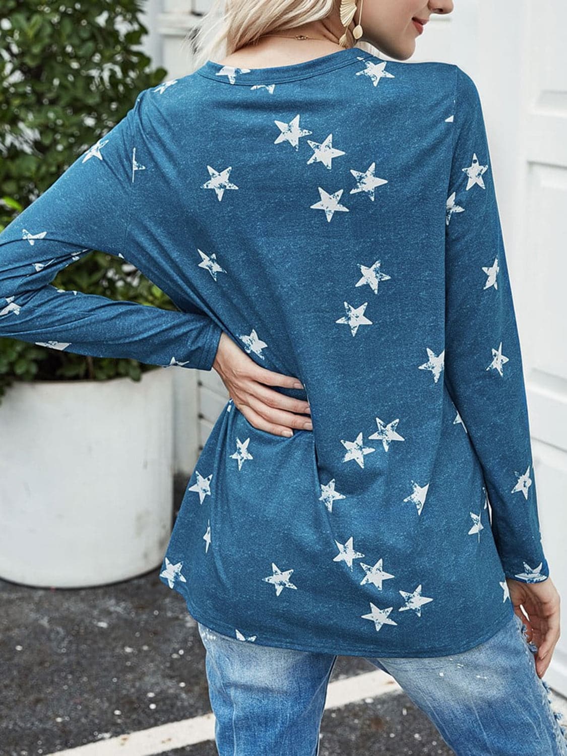 Stylish cutout long sleeve tee