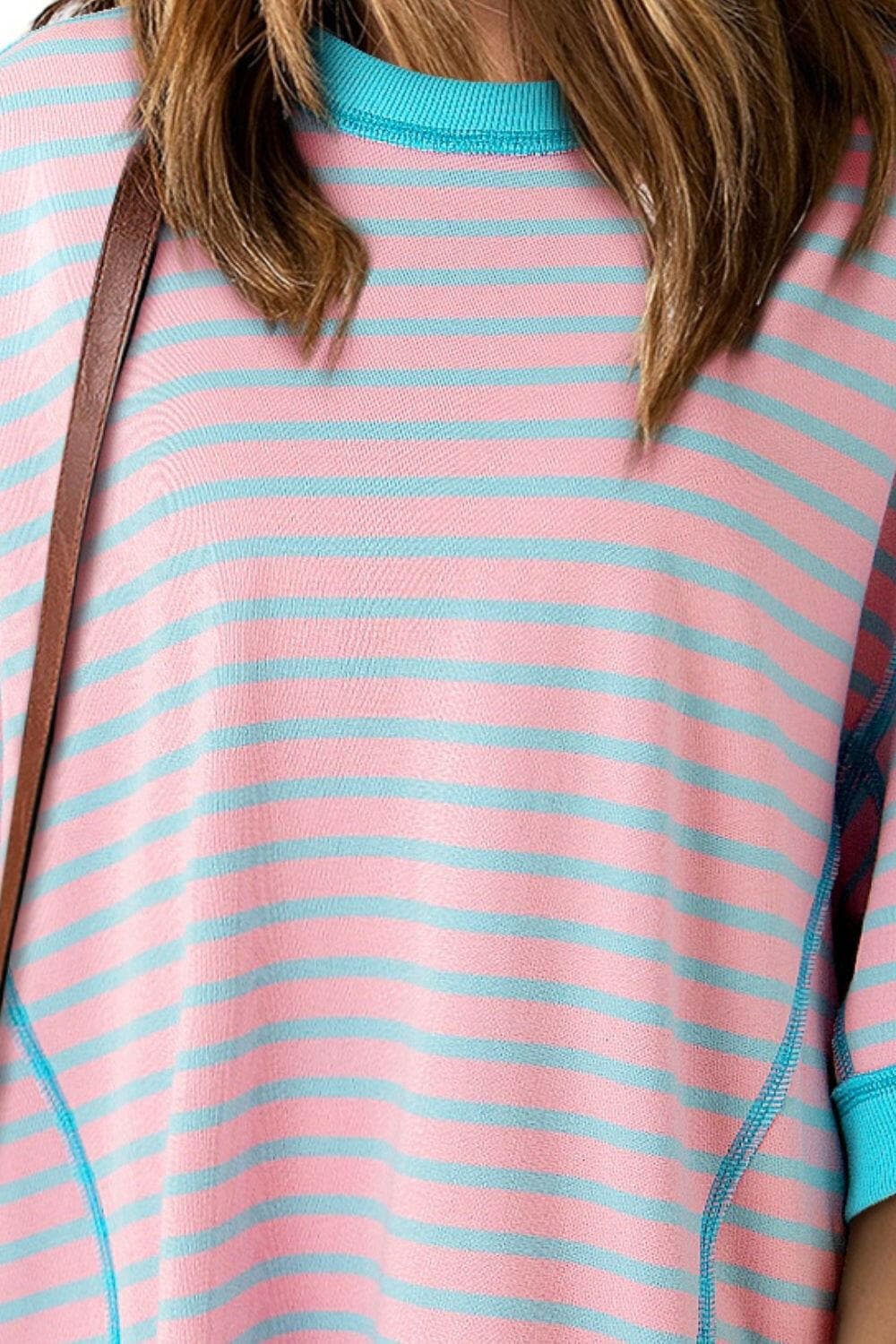 Striped Round Neck Half Sleeve T-Shirt.