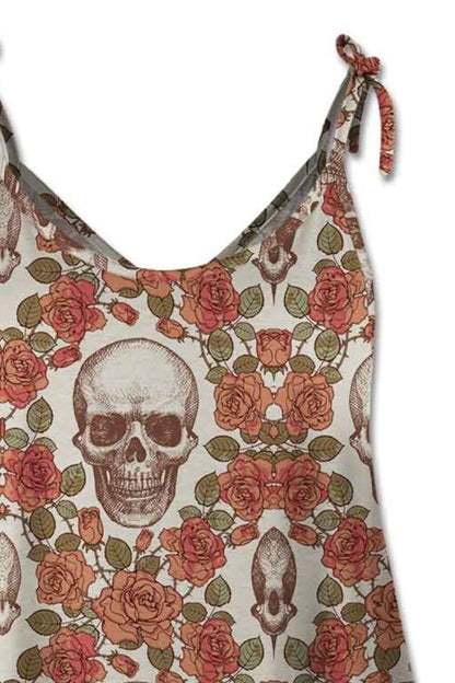 Skull print cami top with ties