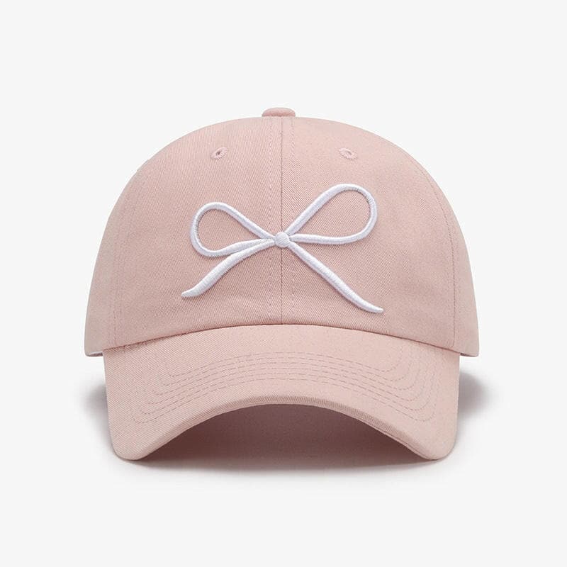 Bow Embroidered Cotton Baseball Cap.