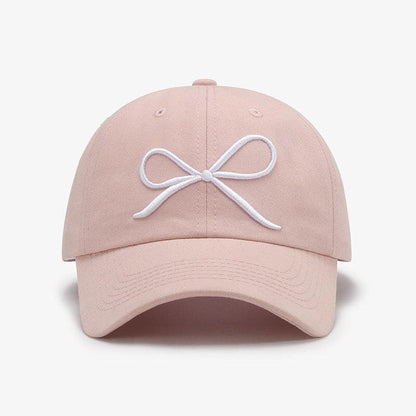 Bow Embroidered Cotton Baseball Cap.