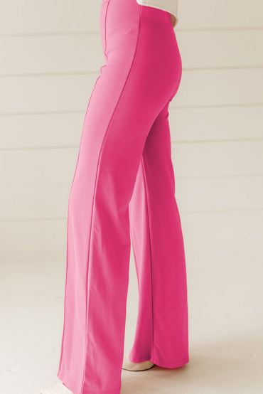 Sachet pink high-waisted flared pants with central seam detail