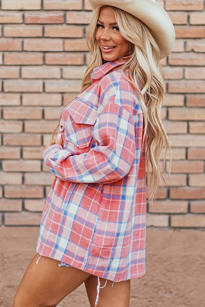 Plaid Button Up Long Sleeve Shacket.