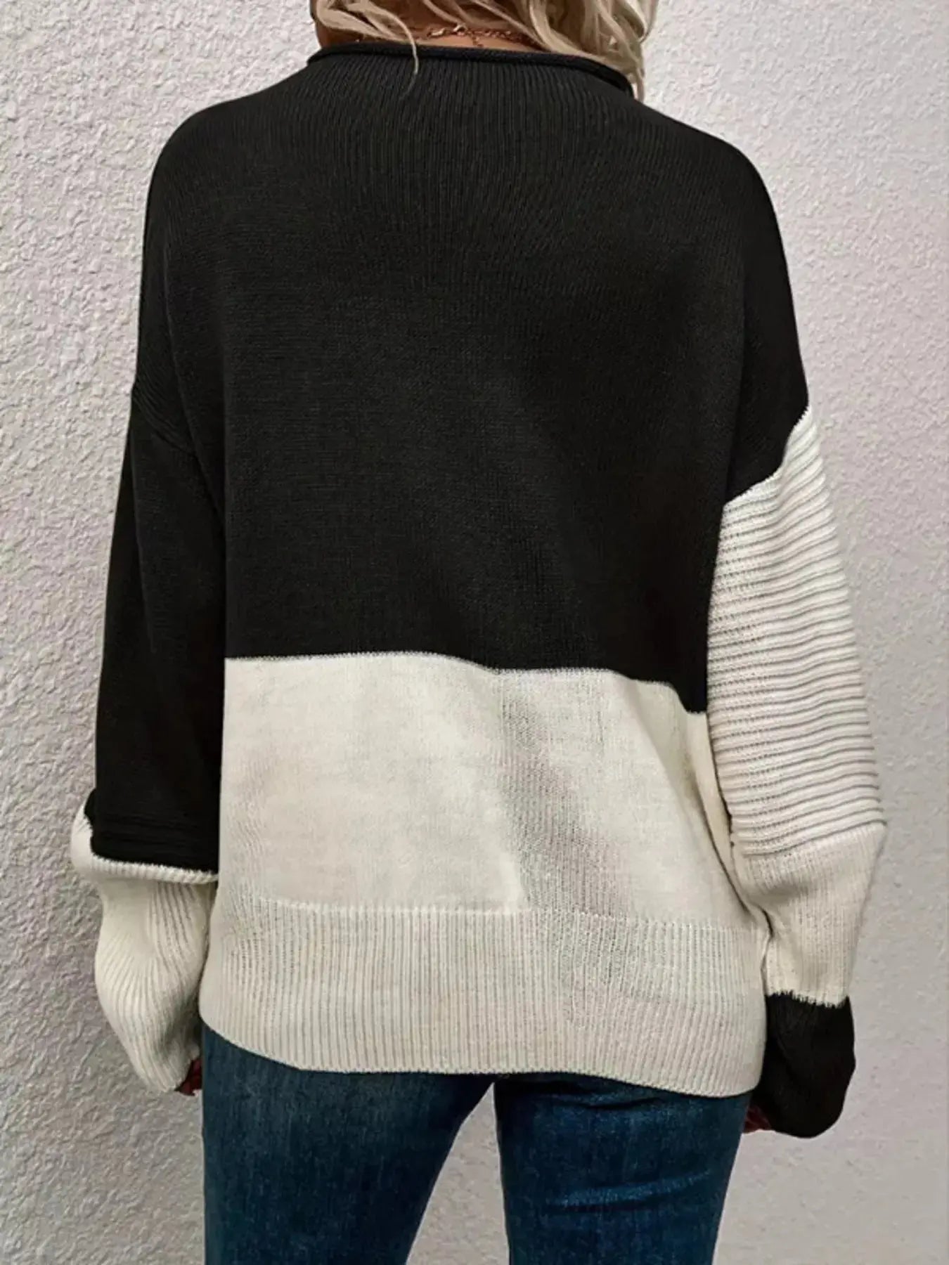 Color Block Ribbed Knit Sweater Simply Love