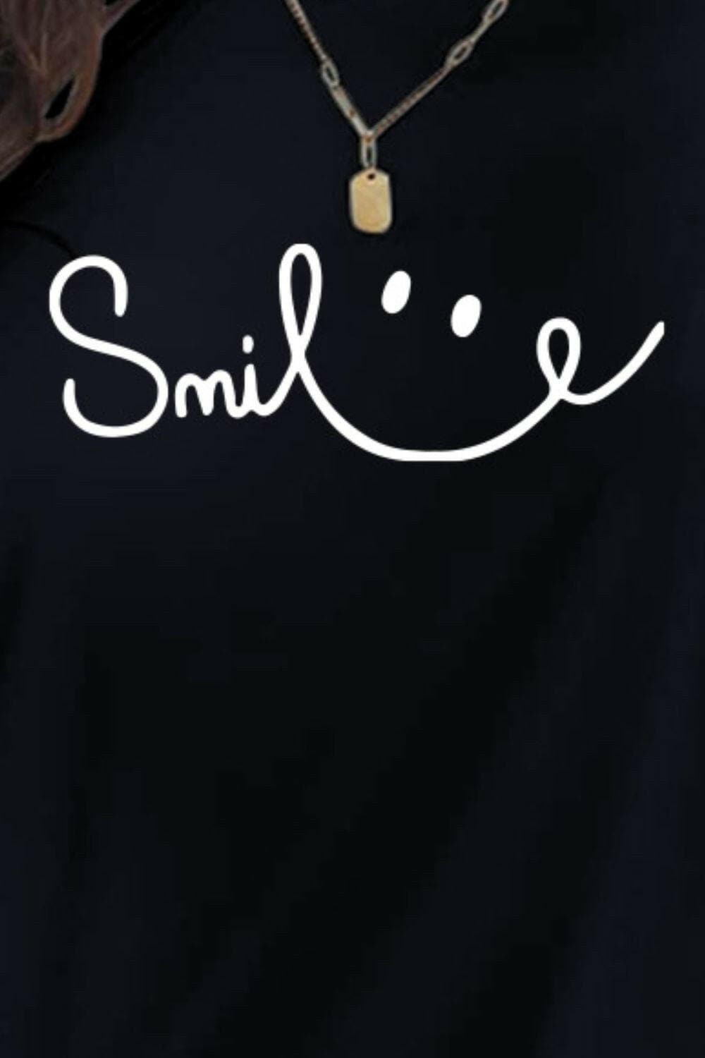 SMILE Round Neck Short Sleeve T-Shirt.