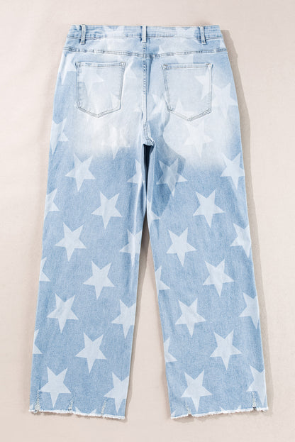 Beau Blue High Waist Plus Size Jeans with Star Motif