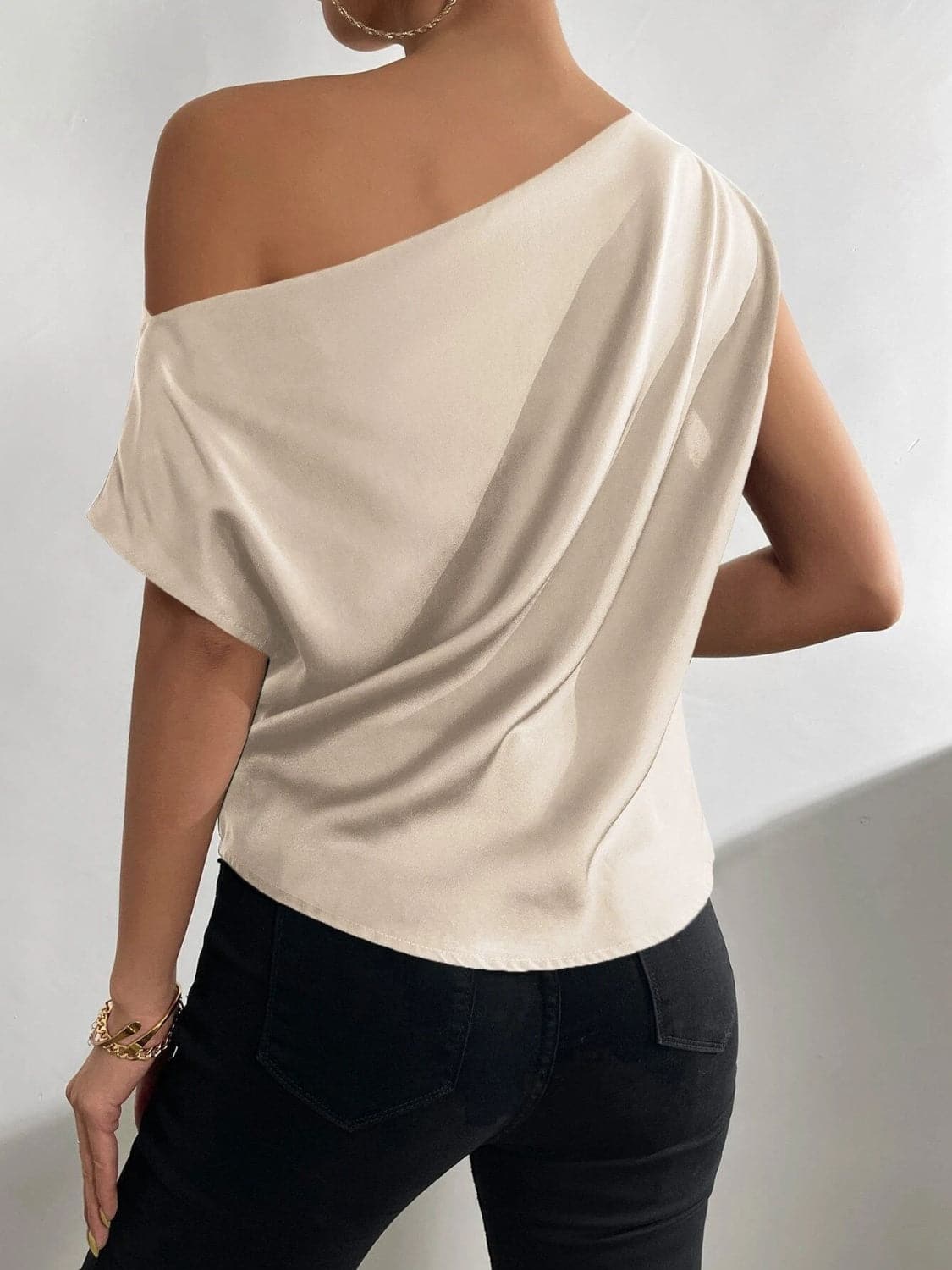 Ruched Single Shoulder Blouse.