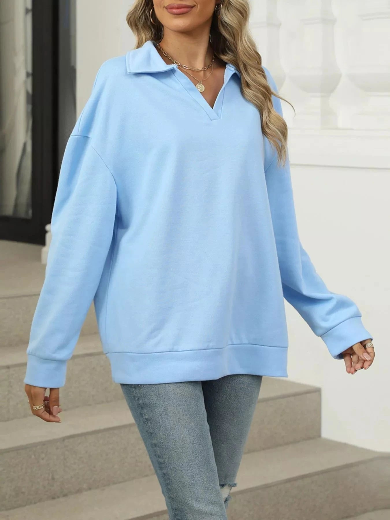 Johnny Collar Long Sleeve Sweatshirt Coco’s Tee Boutique
