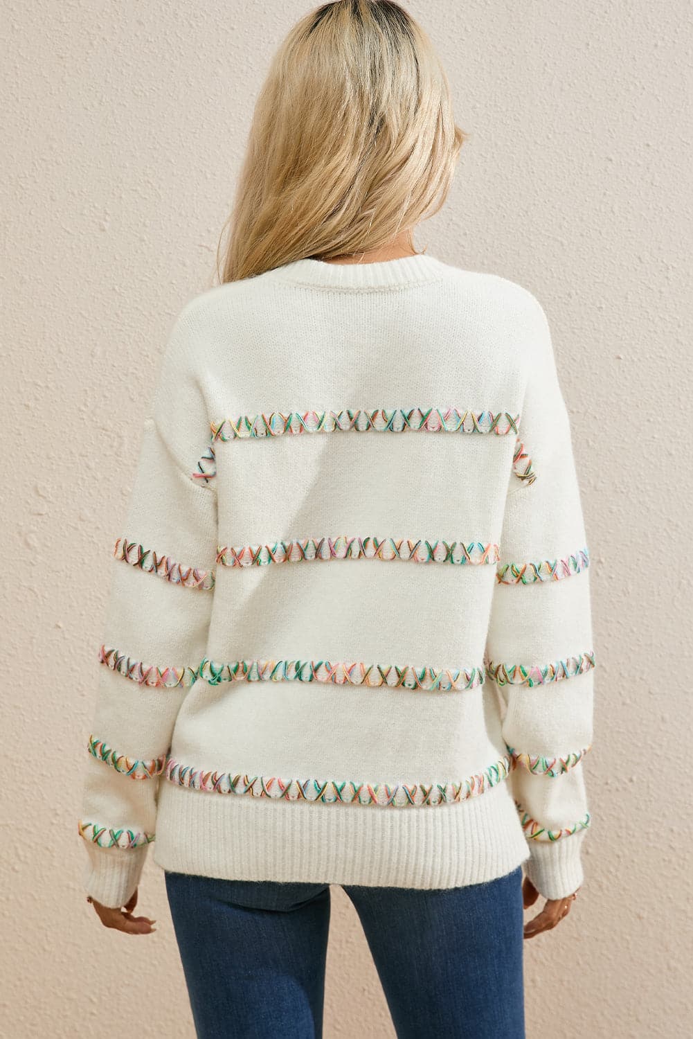 Round Neck Long Sleeve Sweater.