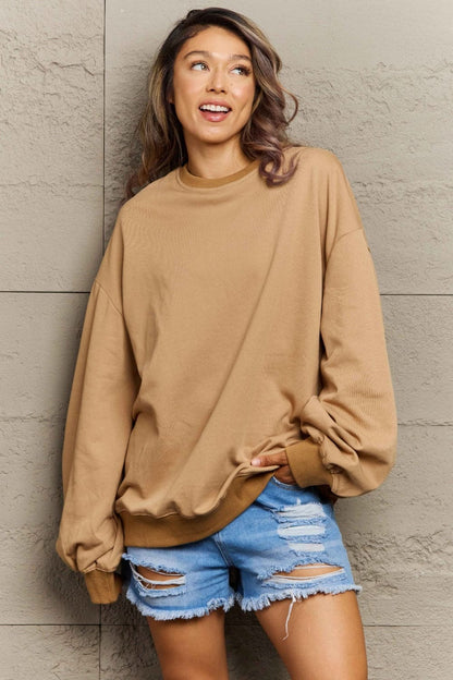 Cozy chic round neck long sleeve sweatshirt