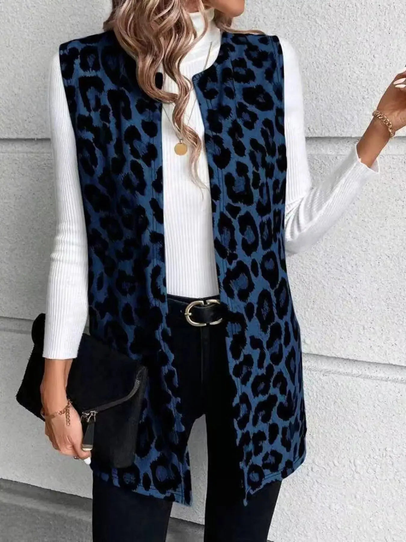 Sleeveless Leopard Print Vest Coat Simply Love
