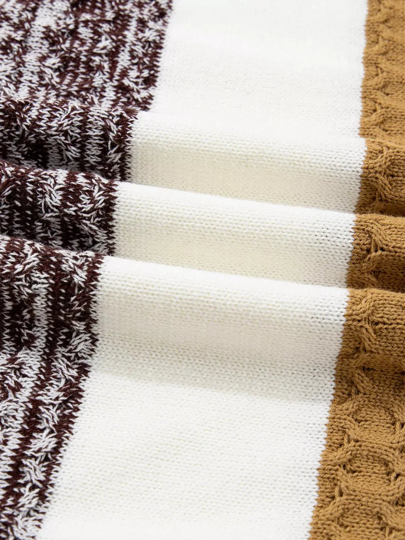 Mixed Texture Knit Striped Color Block Loose Sweater Simply Love
