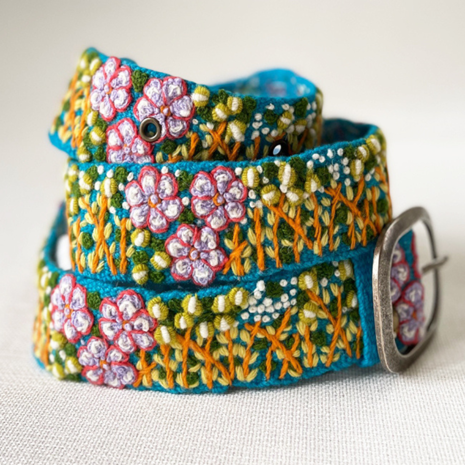 Windswept Embroidered Wool Belt Handcrafted Artisan Fitkitty Culture Athleisure Wear, Yoga Wear & Women's Clothing